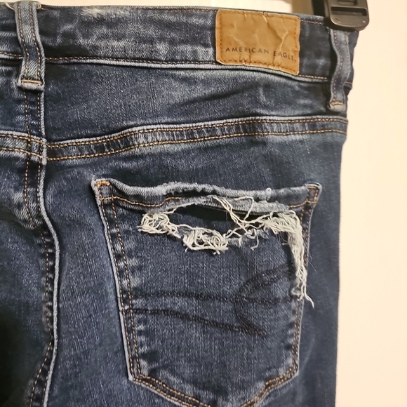 Women's Size 0 Short American Eagle Next Level Stretch Jegging Blue Denim Jeans - Picture 8 of 10